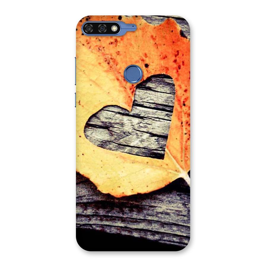 Wood Heart Leaf Back Case for Honor 7C