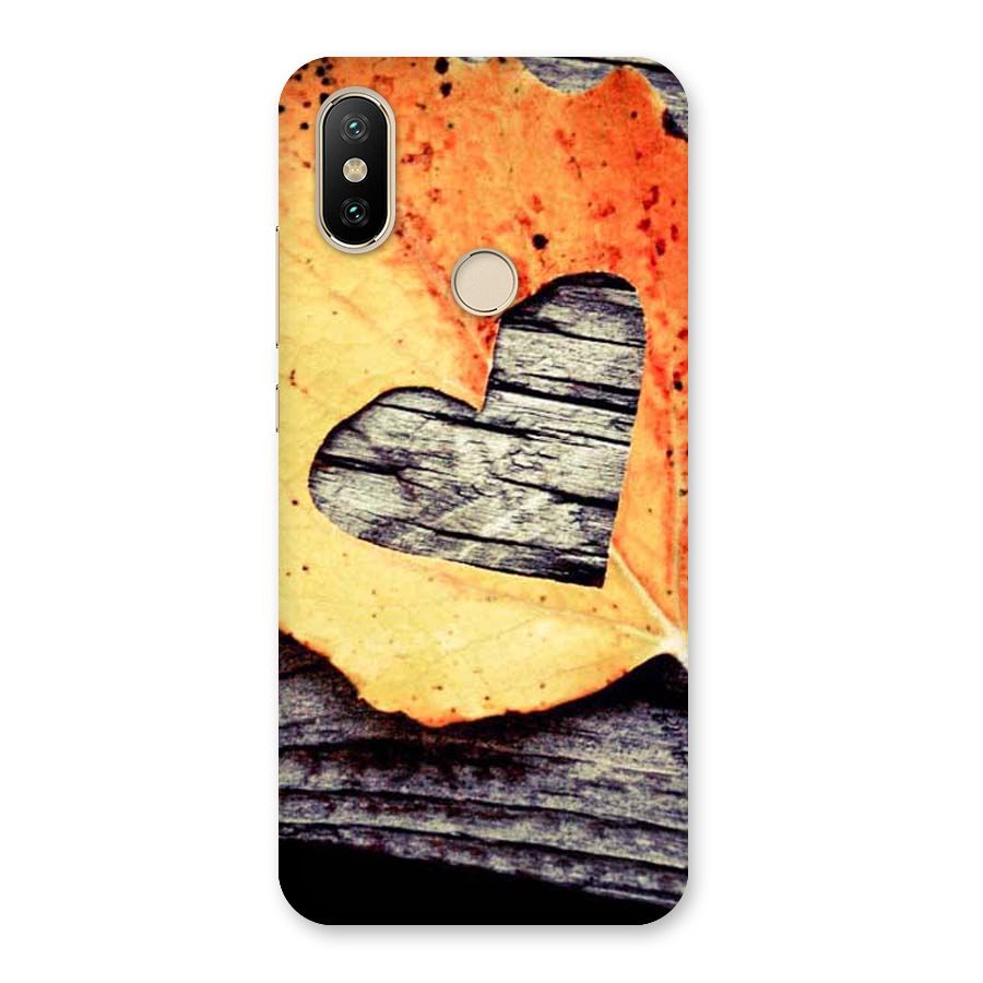 Wood Heart Leaf Back Case for Mi A2