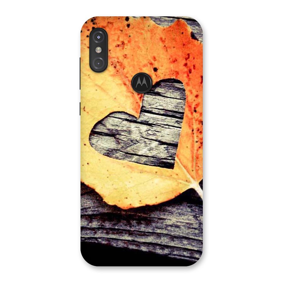 Wood Heart Leaf Back Case for Motorola One Power