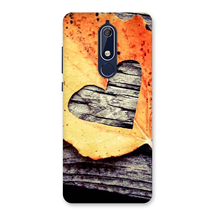 Wood Heart Leaf Back Case for Nokia 5.1