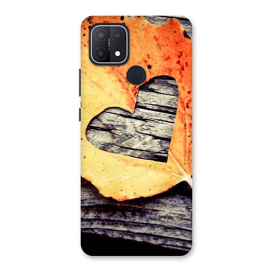 Wood Heart Leaf Back Case for Oppo A15s