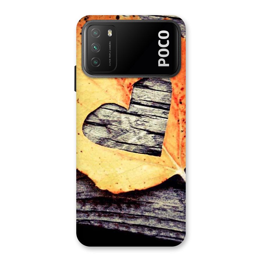 Wood Heart Leaf Back Case for Poco M3