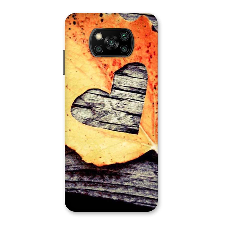 Wood Heart Leaf Back Case for Poco X3