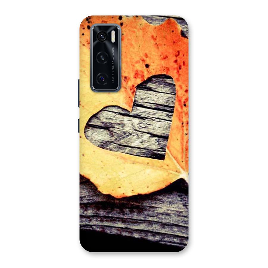 Wood Heart Leaf Back Case for Vivo V20 SE