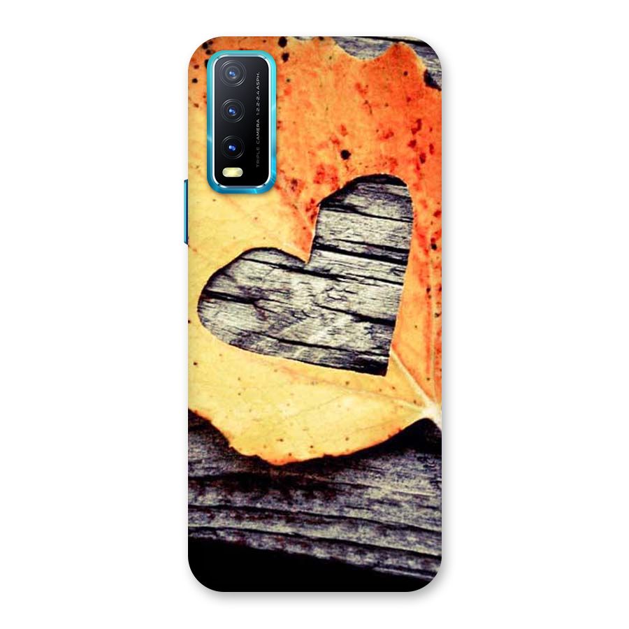 Wood Heart Leaf Back Case for Vivo Y20A