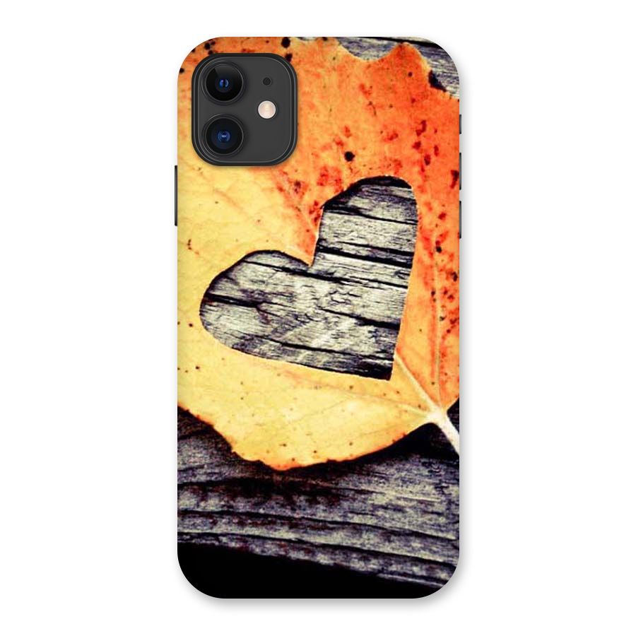 Wood Heart Leaf Back Case for iPhone 11