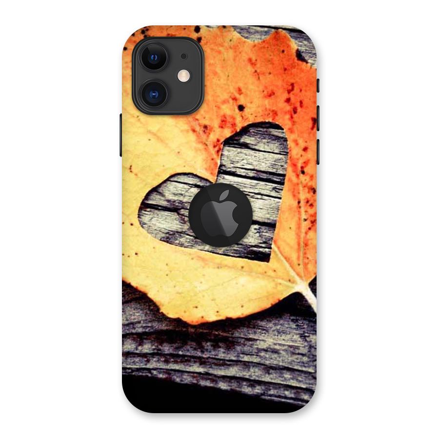 Wood Heart Leaf Back Case for iPhone 11 Logo Cut