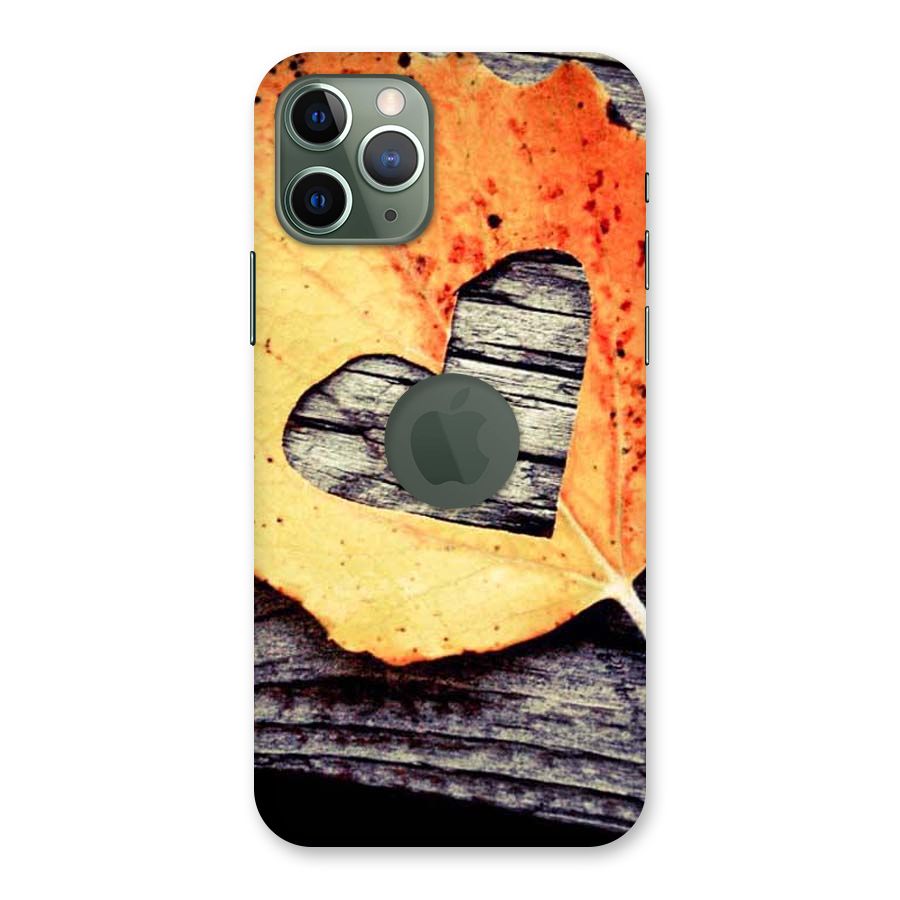 Wood Heart Leaf Back Case for iPhone 11 Pro Logo  Cut