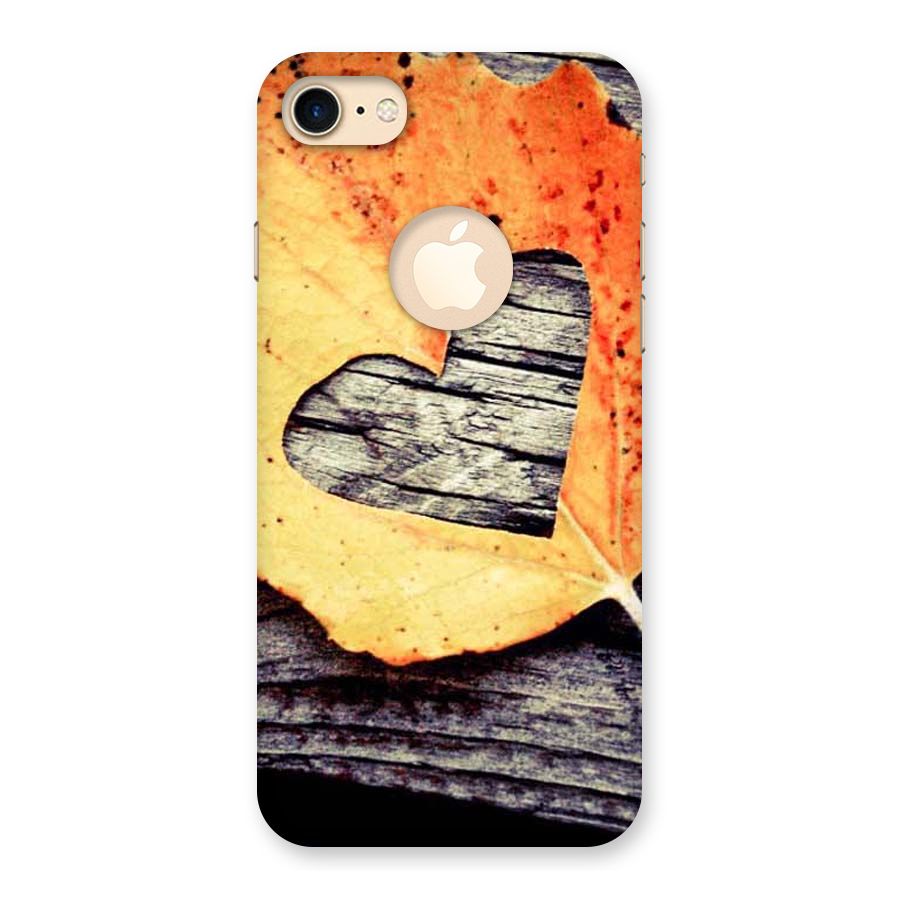 Wood Heart Leaf Back Case for iPhone 7 Logo Cut