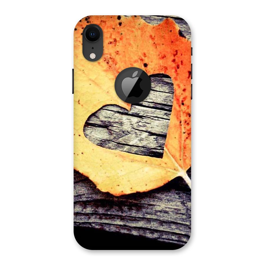 Wood Heart Leaf Back Case for iPhone XR Logo Cut