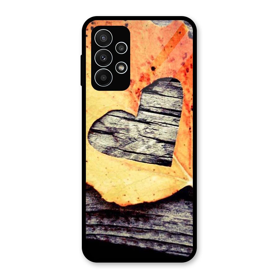 Wood Heart Leaf Glass Back Case for Galaxy A23