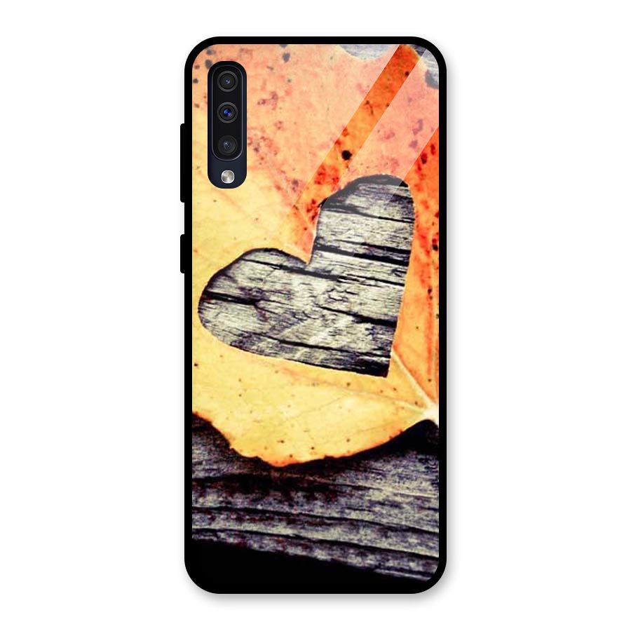 Wood Heart Leaf Glass Back Case for Galaxy A50