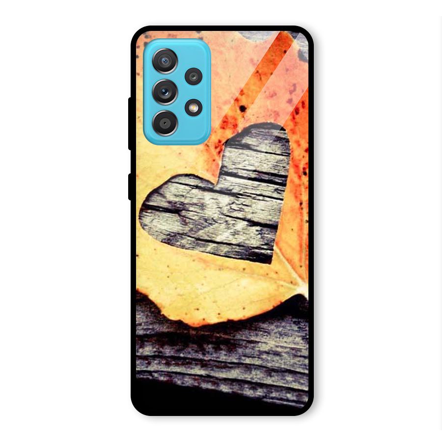 Wood Heart Leaf Glass Back Case for Galaxy A52
