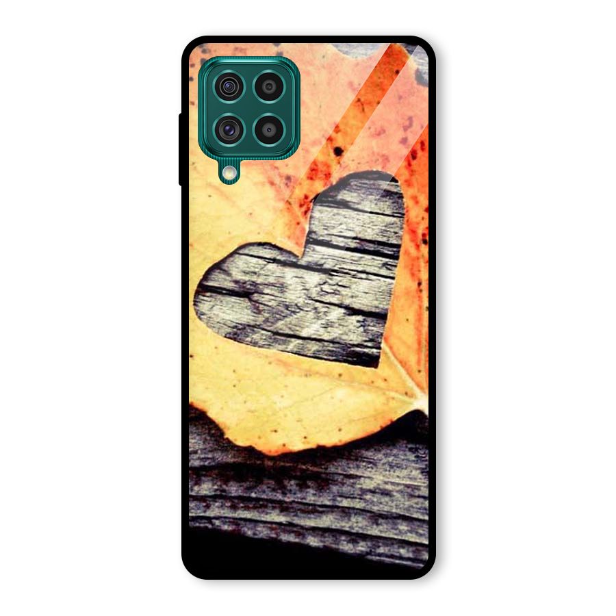 Wood Heart Leaf Glass Back Case for Galaxy F62