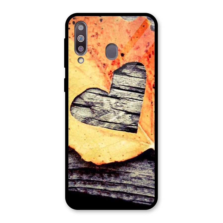 Wood Heart Leaf Glass Back Case for Galaxy M30