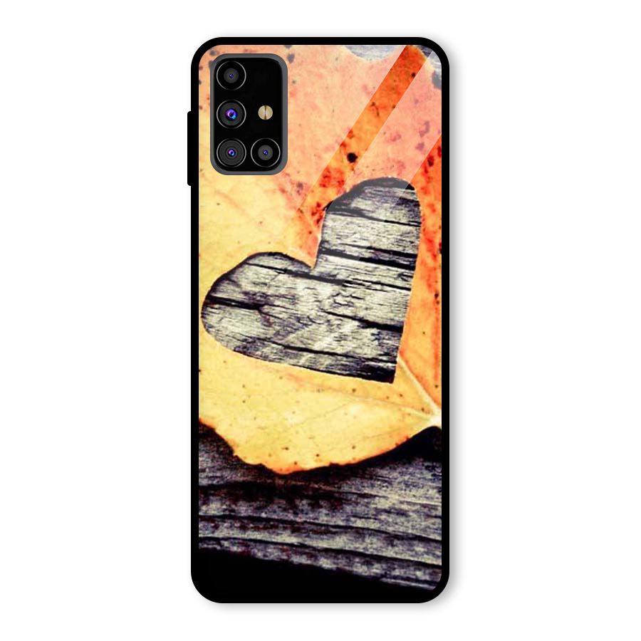 Wood Heart Leaf Glass Back Case for Galaxy M31s