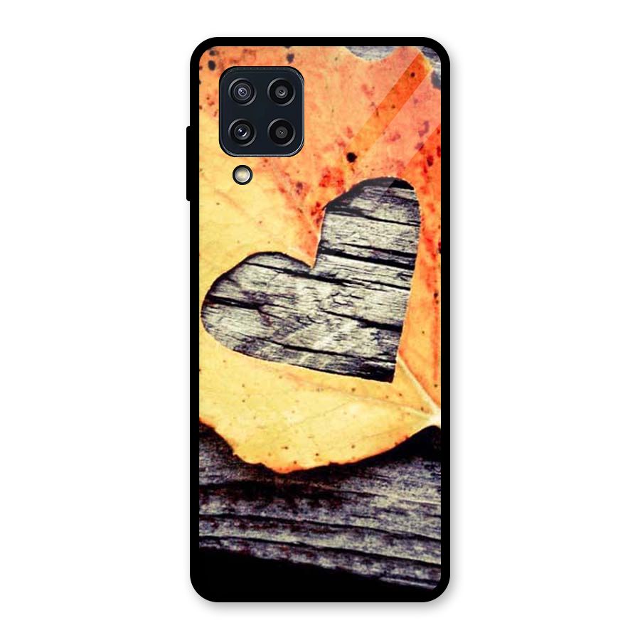 Wood Heart Leaf Glass Back Case for Galaxy M32