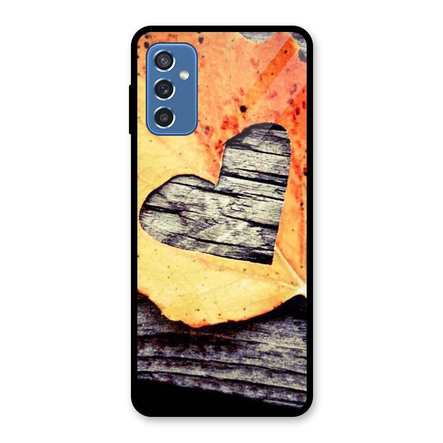 Wood Heart Leaf Glass Back Case for Galaxy M52 5G