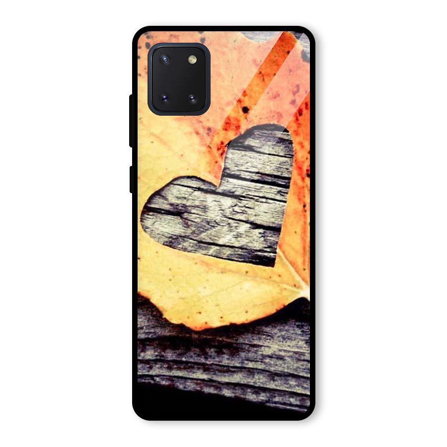 Wood Heart Leaf Glass Back Case for Galaxy Note 10 Lite