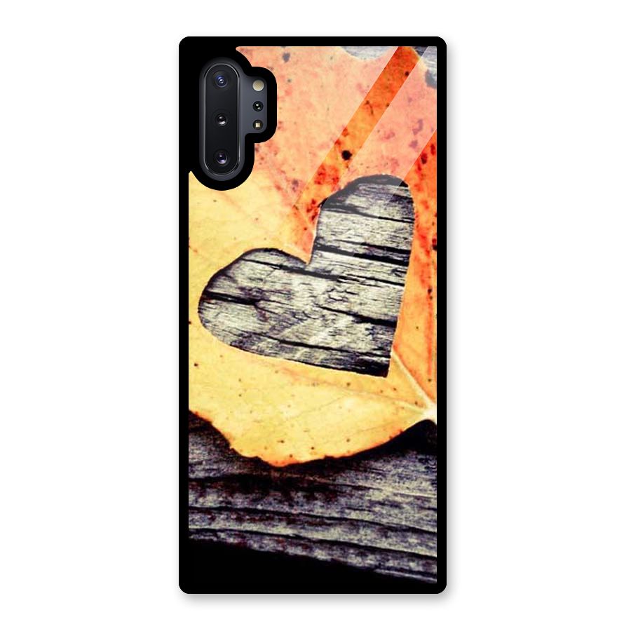 Wood Heart Leaf Glass Back Case for Galaxy Note 10 Plus
