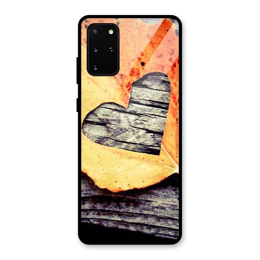 Wood Heart Leaf Glass Back Case for Galaxy S20 Plus