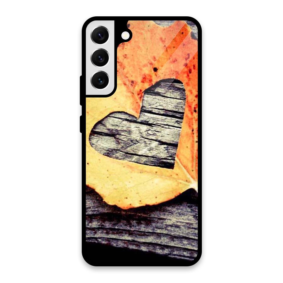 Wood Heart Leaf Glass Back Case for Galaxy S22 Plus 5G