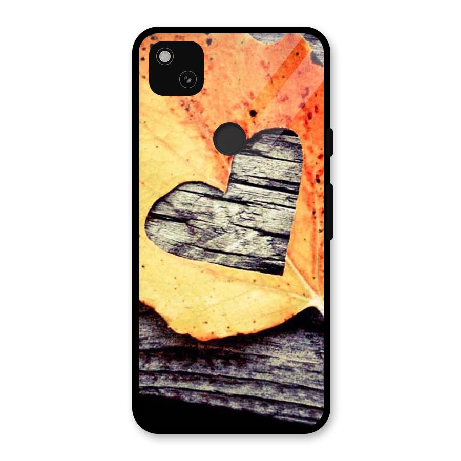 Wood Heart Leaf Glass Back Case for Google Pixel 4a
