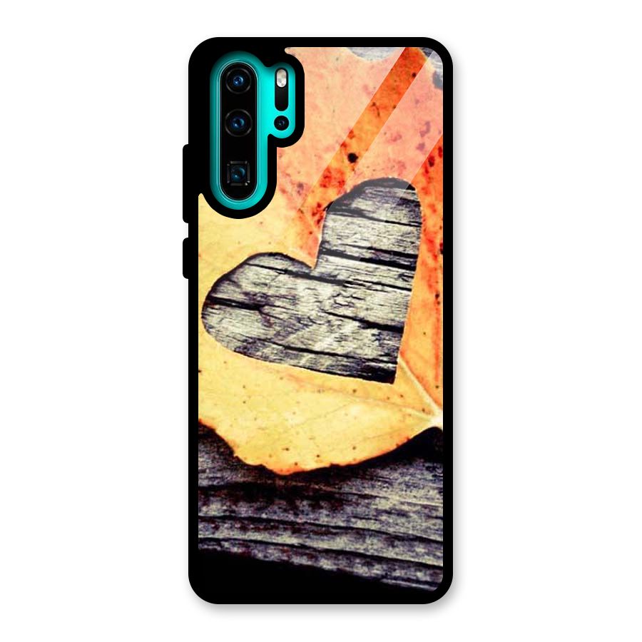 Wood Heart Leaf Glass Back Case for Huawei P30 Pro