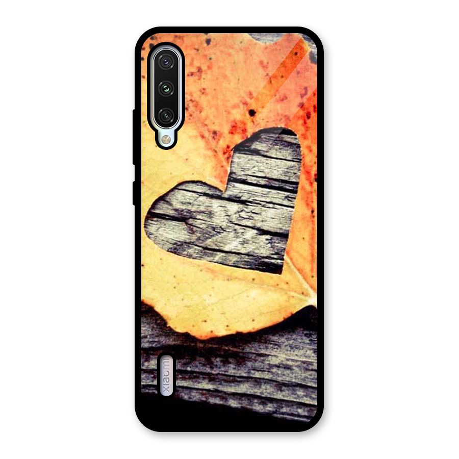 Wood Heart Leaf Glass Back Case for Mi A3