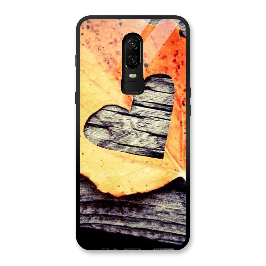 Wood Heart Leaf Glass Back Case for OnePlus 6