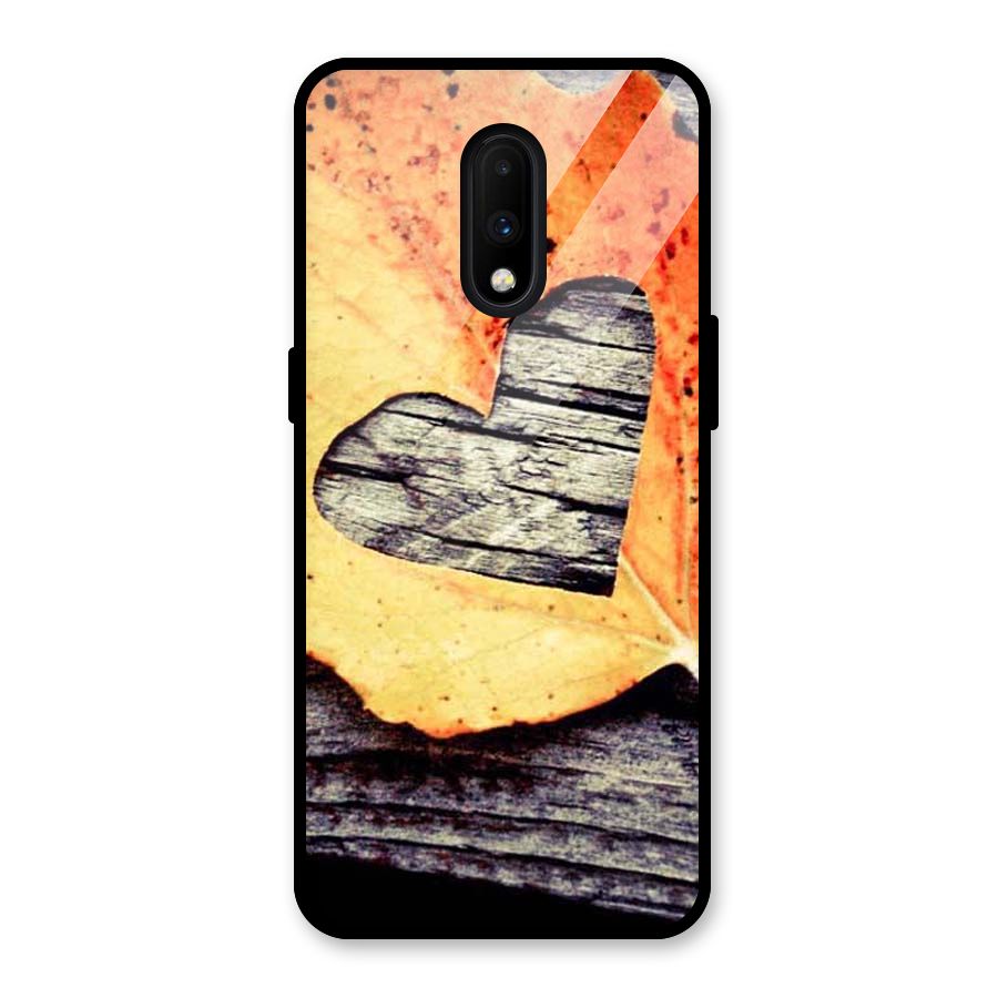 Wood Heart Leaf Glass Back Case for OnePlus 7