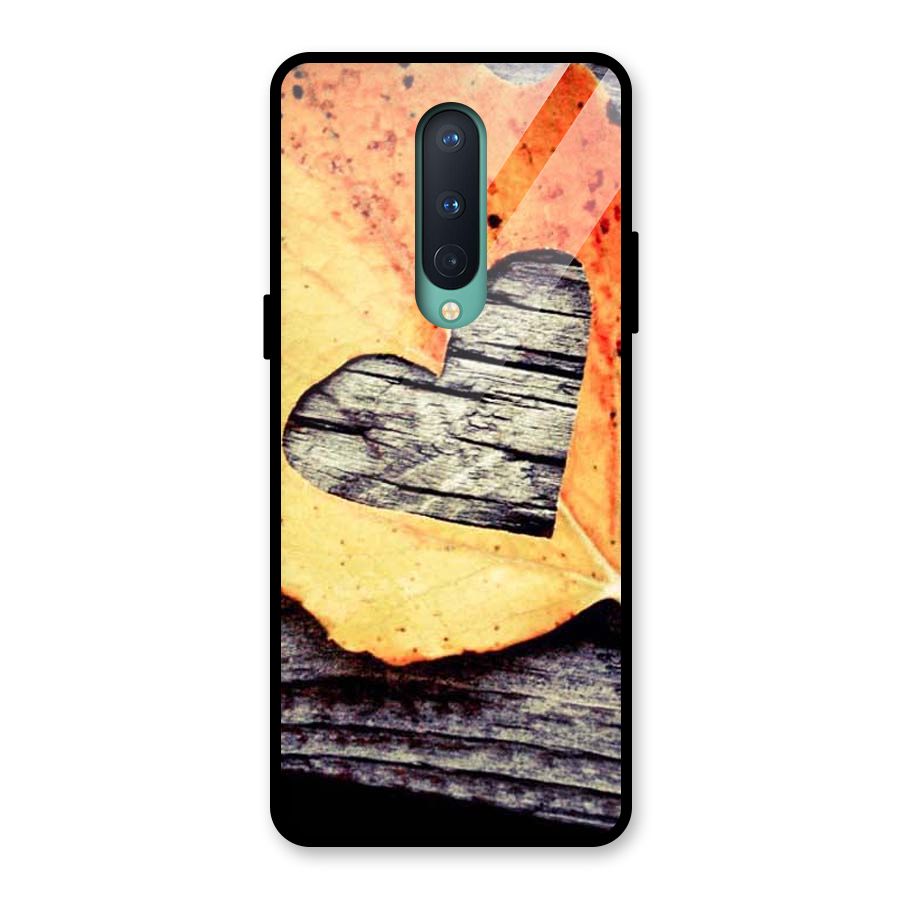 Wood Heart Leaf Glass Back Case for OnePlus 8