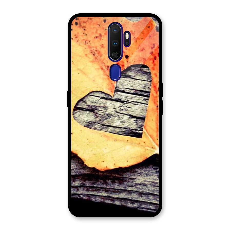 Wood Heart Leaf Glass Back Case for Oppo A9 (2020)
