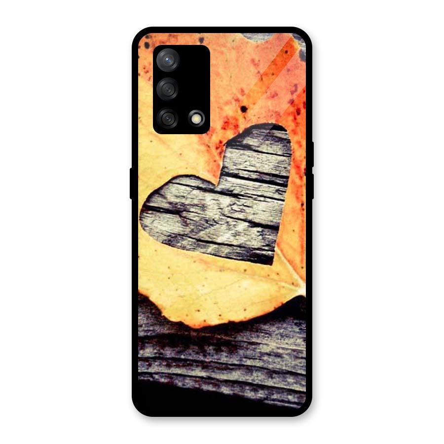 Wood Heart Leaf Glass Back Case for Oppo F19
