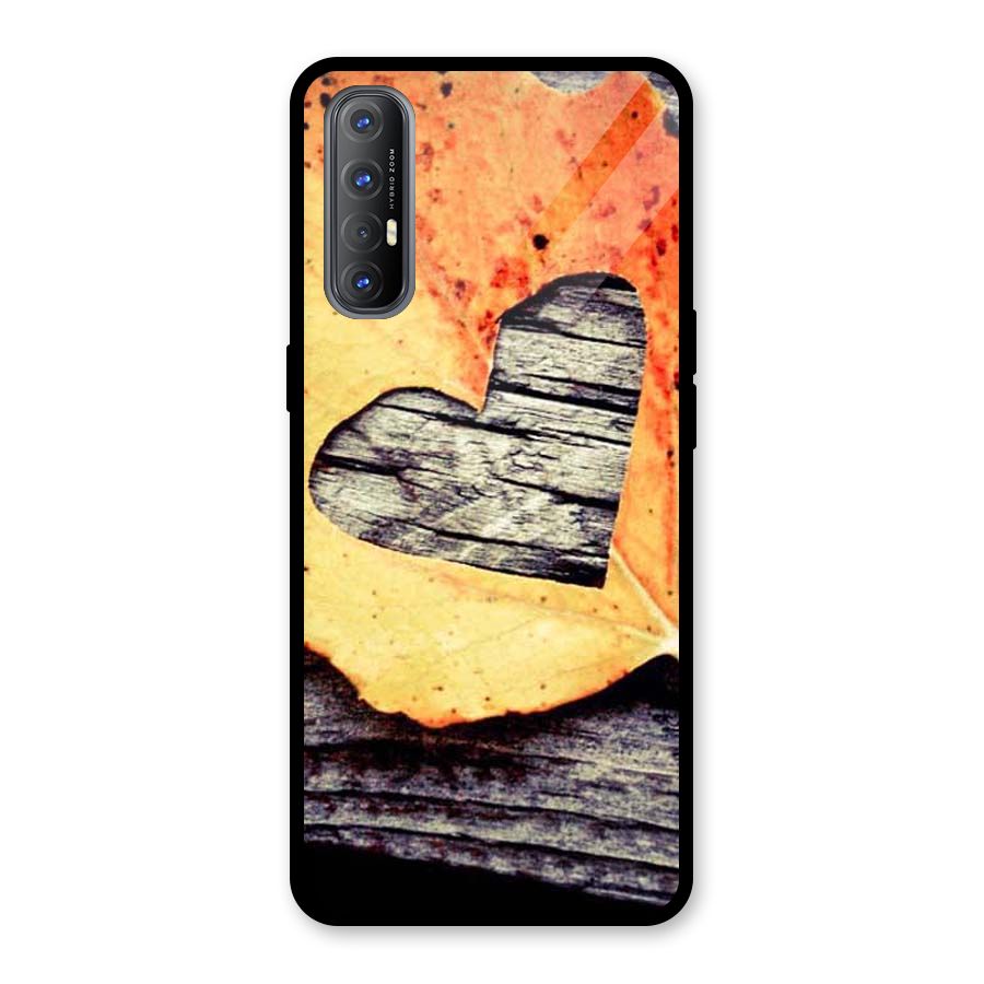 Wood Heart Leaf Glass Back Case for Oppo Reno3 Pro