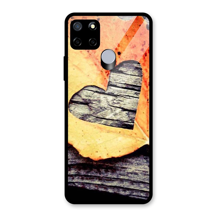 Wood Heart Leaf Glass Back Case for Realme C15
