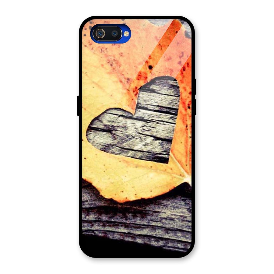 Wood Heart Leaf Glass Back Case for Realme C2