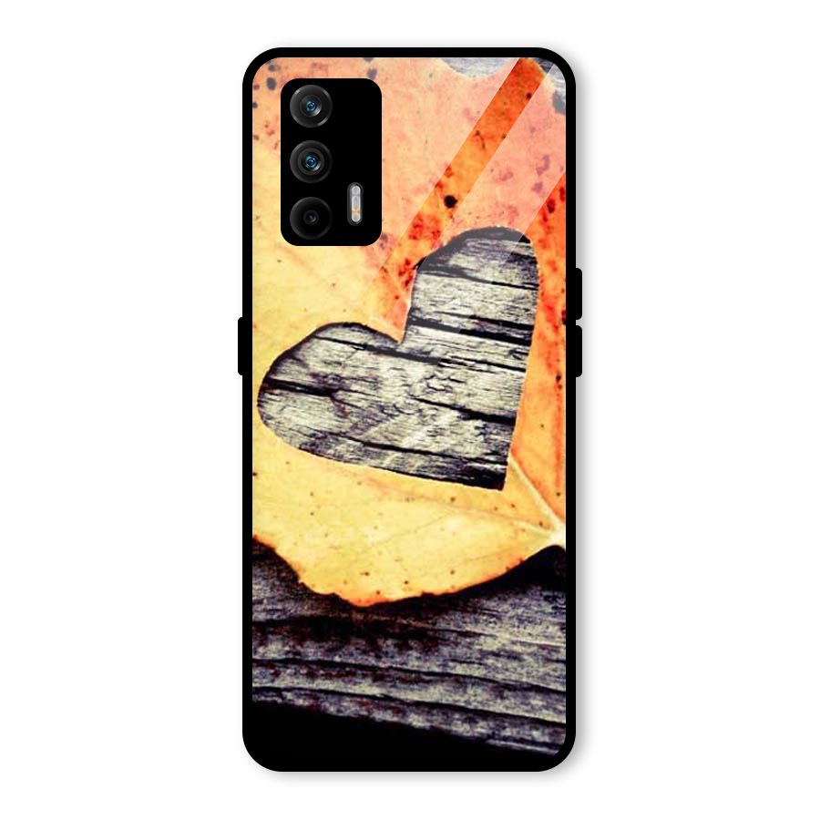 Wood Heart Leaf Glass Back Case for Realme GT 5G