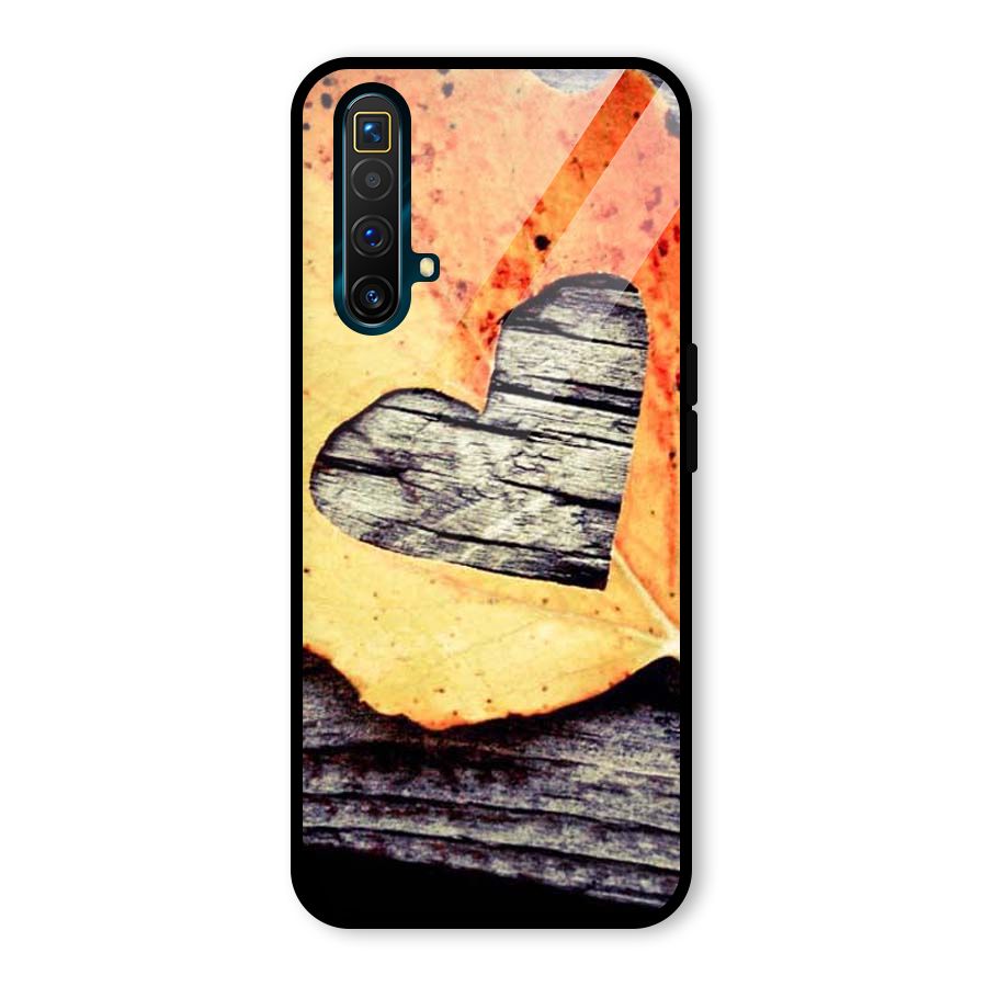 Wood Heart Leaf Glass Back Case for Realme X3 SuperZoom