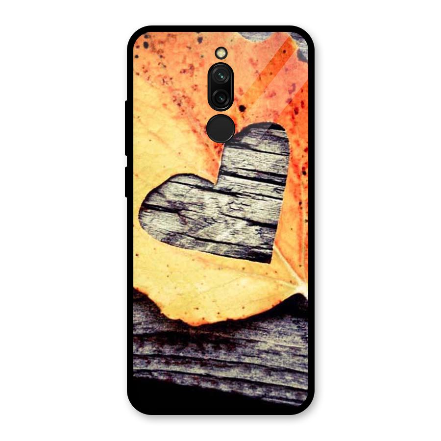 Wood Heart Leaf Glass Back Case for Redmi 8