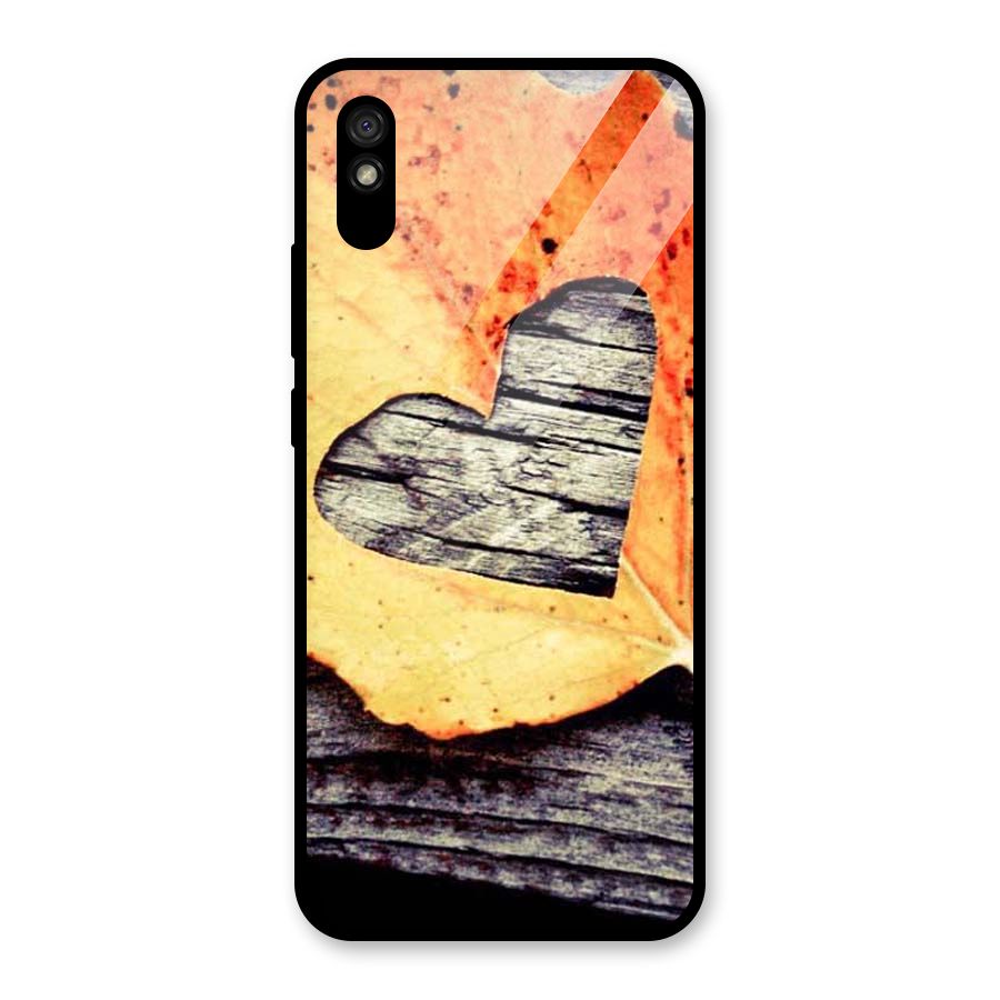 Wood Heart Leaf Glass Back Case for Redmi 9i