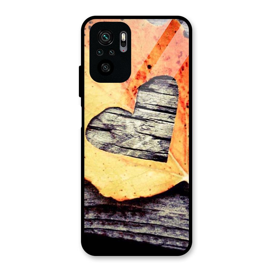 Wood Heart Leaf Glass Back Case for Redmi Note 10S