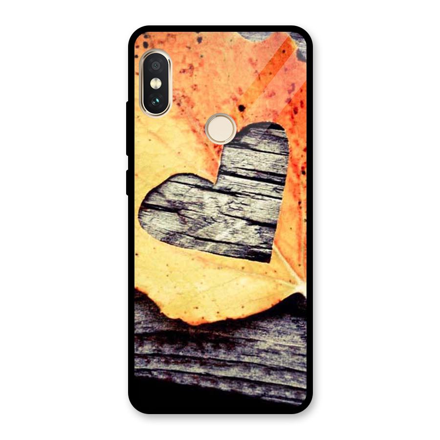Wood Heart Leaf Glass Back Case for Redmi Note 5 Pro