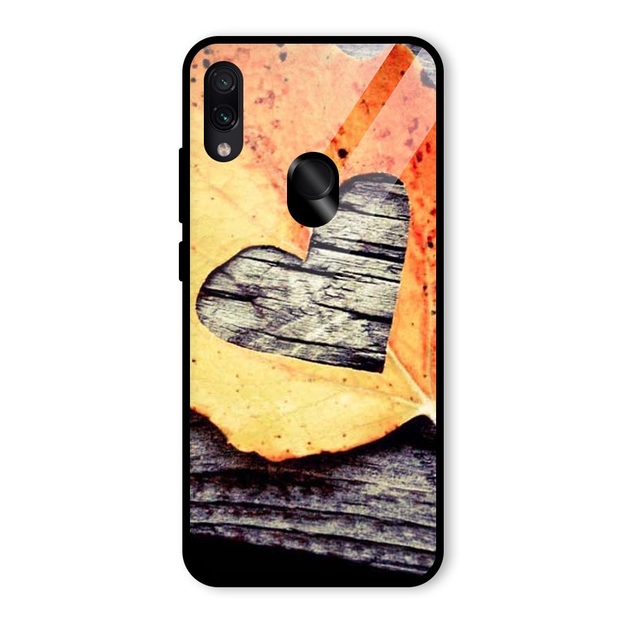Wood Heart Leaf Glass Back Case for Redmi Note 7S