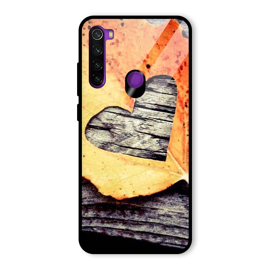 Wood Heart Leaf Glass Back Case for Redmi Note 8