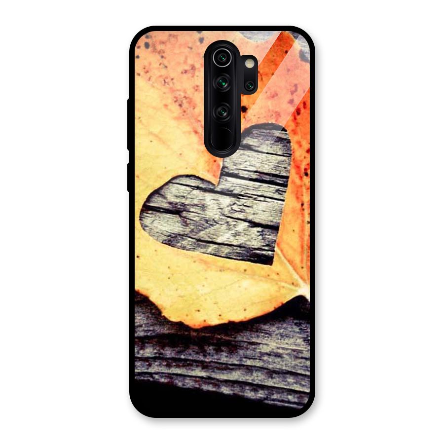 Wood Heart Leaf Glass Back Case for Redmi Note 8 Pro