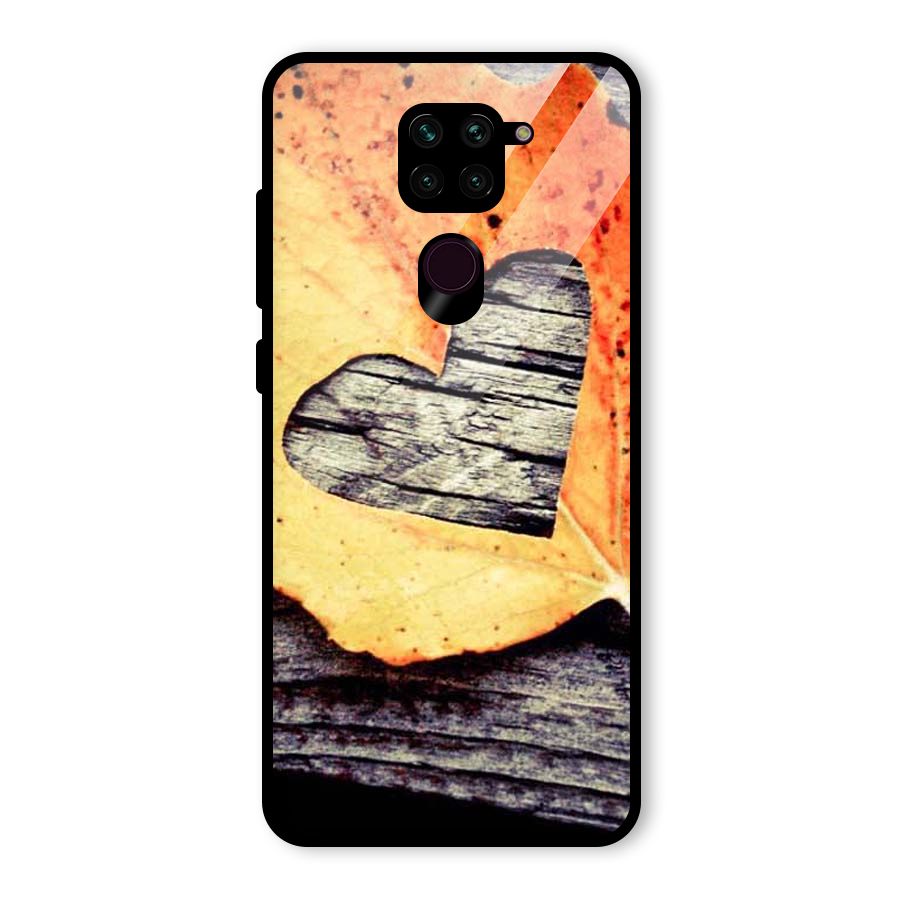 Wood Heart Leaf Glass Back Case for Redmi Note 9