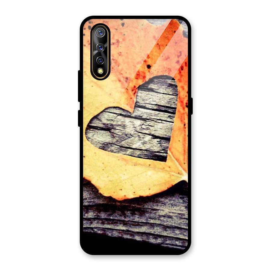 Wood Heart Leaf Glass Back Case for Vivo S1