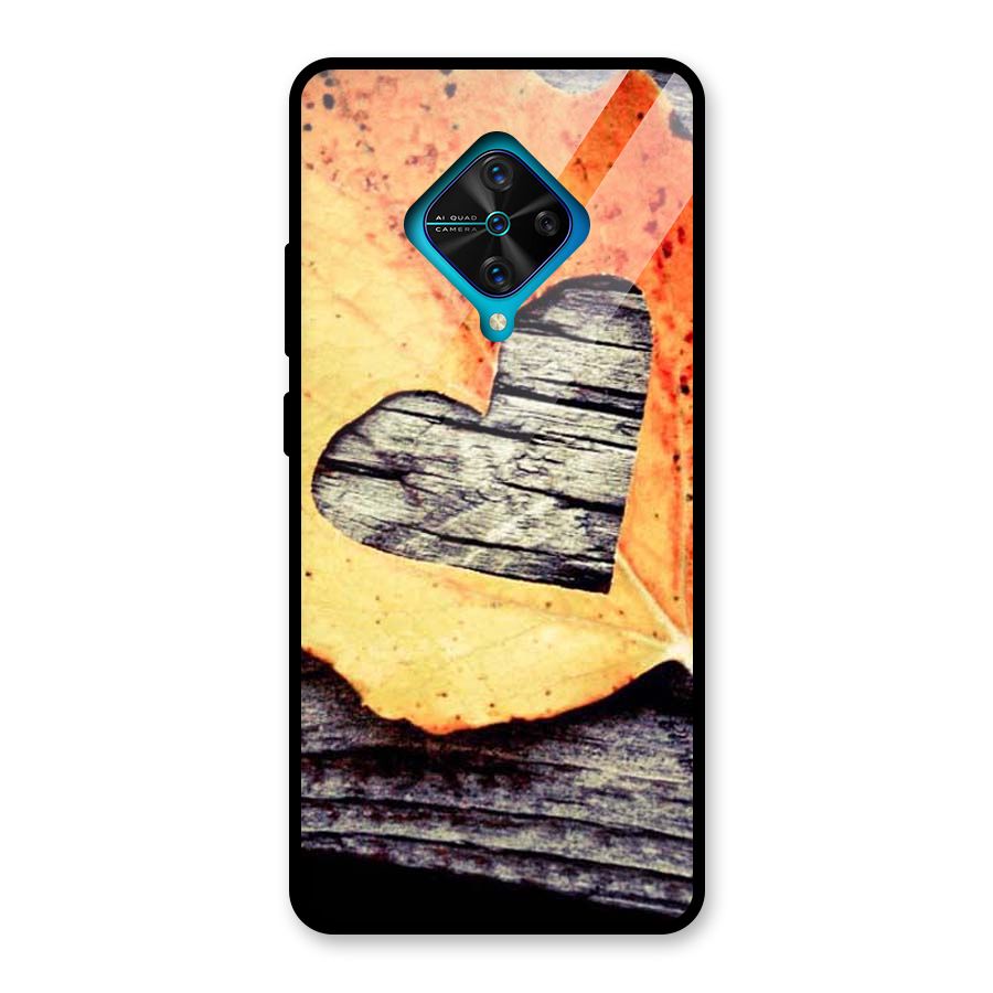 Wood Heart Leaf Glass Back Case for Vivo S1 Pro