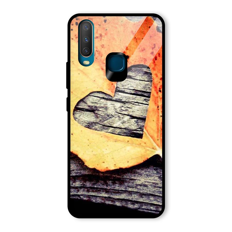 Wood Heart Leaf Glass Back Case for Vivo U10